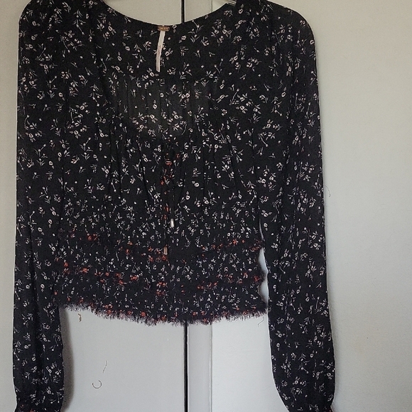 Free people Floral Lolita Top Black Women's  size XS - Picture 2 of 12
